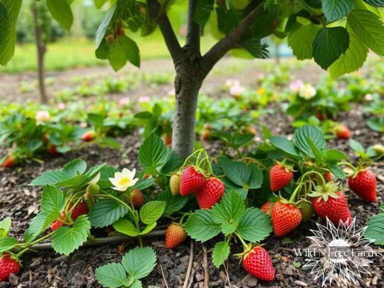 fruit trees with strawberries